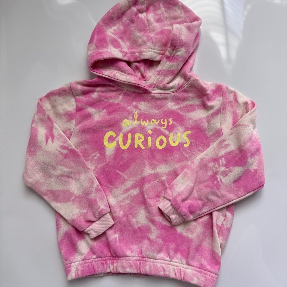 H&M 5T (4-6 Years) Pink Tie-Dye Kids Hoodie - Always Curious (Girls)